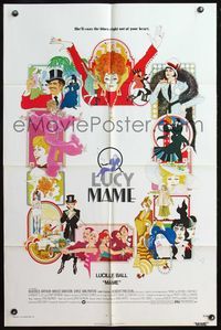 5p579 MAME 1sh '74 Lucille Ball, from Broadway musical, cool Bob Peak artwork!