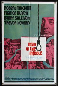 5p588 MAN IN THE MIDDLE 1sh '64 Robert Mitchum, France Nuyen, Barry Sullivan, Trevor Howard!