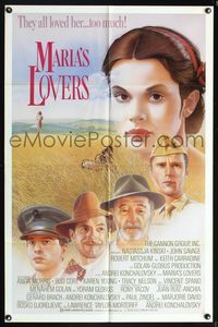 5p596 MARIA'S LOVERS int'l 1sh '84 Batciaeller artwork of Nastassja Kinski, Robert Mitchum!