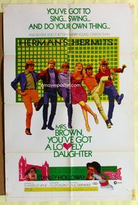 5p629 MRS BROWN YOU'VE GOT A LOVELY DAUGHTER style B 1sh '68 Peter Noone, Herman's Hermits!