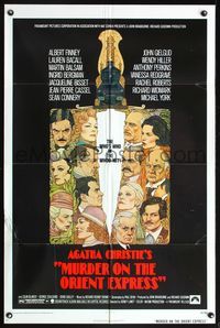 5p633 MURDER ON THE ORIENT EXPRESS 1sh '74 Agatha Christie, great art of cast by Richard Amsel!