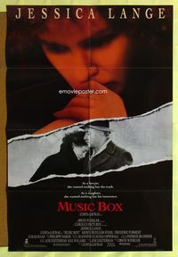 5p634 MUSIC BOX 1sh '89 Costa-Gavras, cool image of Jessica Lange & Armin Mueller-Stahl