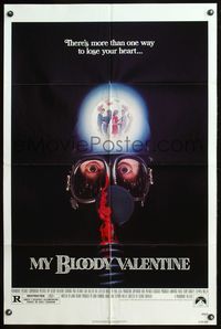 5p635 MY BLOODY VALENTINE 1sh '81 bloody gas mask, there's more than one way to lose your heart!