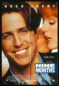 5p651 NINE MONTHS DS style B advance q '95 pretty Julianne Moore whispers to Hugh Grant!