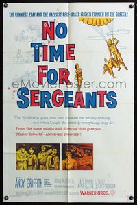 5p652 NO TIME FOR SERGEANTS 1sh '58 Andy Griffith, wacky Air Force paratrooper artwork!