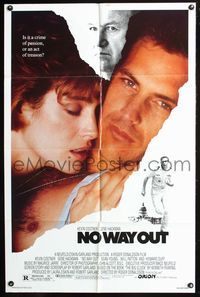 5p653 NO WAY OUT 1sh '87 close up of Kevin Costner & Sean Young, Gene Hackman!