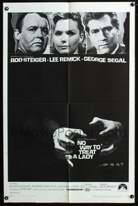 5p654 NO WAY TO TREAT A LADY 1sh '68 Rod Steiger, Lee Remick & George Segal!