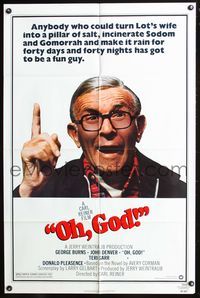 5p661 OH GOD 1sh '77 directed by Carl Reiner, great super close up of wacky George Burns!