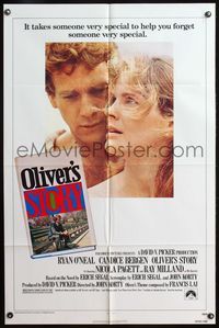 5p665 OLIVER'S STORY 1sh '78 romantic close-up of Ryan O'Neal & Candice Bergen!