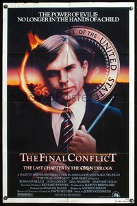 5p666 OMEN 3 - THE FINAL CONFLICT 1sh '81 creepy image of Sam Neill as President Damien!