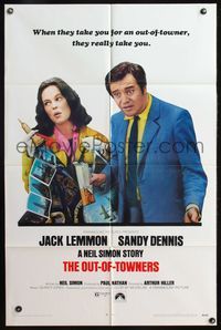 5p680 OUT-OF-TOWNERS 1sh '70 Jack Lemmon, Sandy Dennis, written by Neil Simon!
