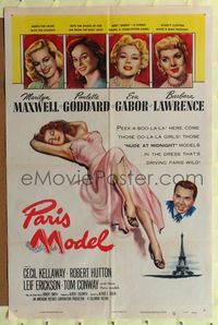 5p689 PARIS MODEL 1sh '53 sexy Marilyn Maxwell, Paulette Goddard & Eva Gabor!