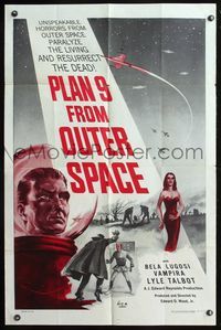 5p703 PLAN 9 FROM OUTER SPACE 1sh '58 directed by Ed Wood, arguably the worst movie ever!