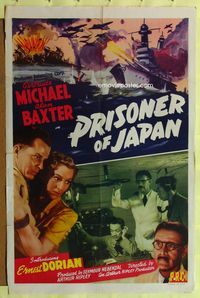 5p710 PRISONER OF JAPAN 1sh '42 Edgar Ulmer directed WWII thriller, Gertrude Michael & Alan Baxter!