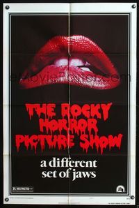 5p729 ROCKY HORROR PICTURE SHOW style A 1sh '75 classic close up lips image, different set of jaws!