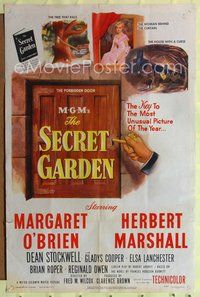 5p746 SECRET GARDEN 1sh '49 Margaret O'Brien, Herbert Marshall, Frances Hodgson Burnett's book!