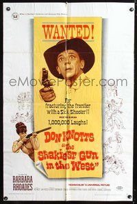 5p761 SHAKIEST GUN IN THE WEST 1sh '68 Barbara Rhoades with rifle, Don Knotts on wanted poster!
