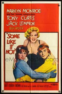 5p002 SOME LIKE IT HOT 1sh '59 sexy Marilyn Monroe with Tony Curtis & Jack Lemmon in drag!