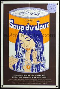 5p794 AMERICAN SEX FANTASY 1sh '75 x-rated, girl eating man Campbell's soup image, Soup Du Jour!