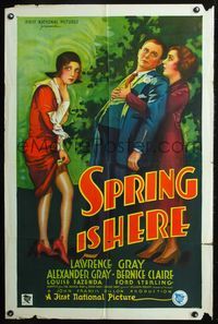 5p801 SPRING IS HERE style B 1sh '30 directed by John Francis Dillon, stone litho of Bernice Claire!