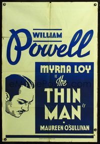 5p867 THIN MAN 1sh '34 directed by W.S. Van Dyke, different art of William Powell!