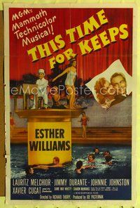 5p872 THIS TIME FOR KEEPS 1sh '47 sexiest swimmer Esther Williams, Xavier Cugat & His Orchestra!
