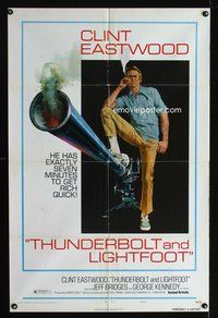 5p878 THUNDERBOLT & LIGHTFOOT style C 1sh '74 artwork of Clint Eastwood with HUGE gun!