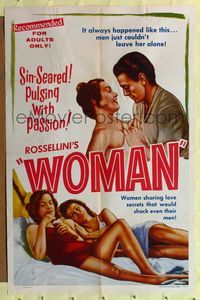 5p979 WOMAN 1sh R53 Roberto Rossellini's Woman, sin-seared & pulsing w/passion!