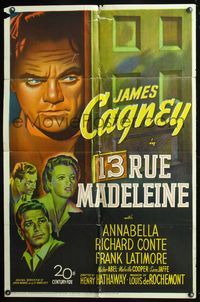 5q005 13 RUE MADELEINE 1sh '46 great art of James Cagney who must stop double agent Conte!