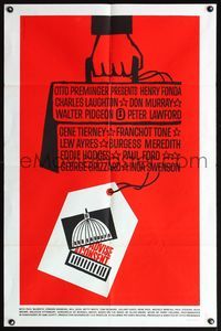 5q013 ADVISE & CONSENT 1sh '62 Otto Preminger, classic Saul Bass Washington Capitol artwork!