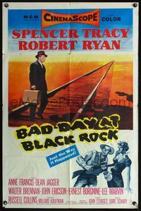 5q040 BAD DAY AT BLACK ROCK 1sh '55 Spencer Tracy tries to find out just what did happen to Kamoko!