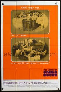 5q044 BALLAD OF CABLE HOGUE 1sh '70 Sam Peckinpah, Jason Robards & sexy Stella Stevens in wash tub!