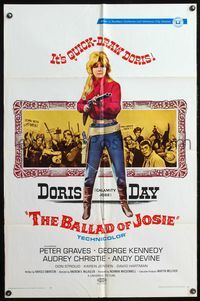 5q045 BALLAD OF JOSIE 1sh '68 great full-length image of quick-draw Doris Day pointing shotgun!