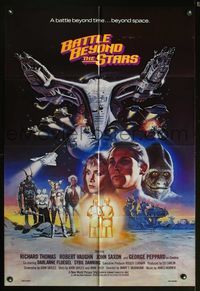 5q053 BATTLE BEYOND THE STARS 1sh '80 Richard Thomas, Robert Vaughn, Gary Meyer sci-fi art!