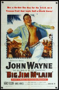 5q079 BIG JIM McLAIN 1sh '52 Big man John Wayne was a go-get-'em guy for the U.S.A.!