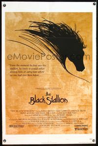 5q086 BLACK STALLION style A 1sh '79 Carroll Ballard, great horse artwork!