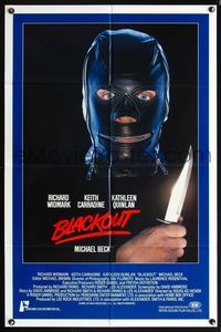 5q088 BLACKOUT Int'l 1sh '85 Richard Widmark, Keith Carradine, masked man with knife!