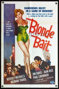 5q092 BLONDE BAIT 1sh R50s full-length sexy smoking bad girl Beverly Michaels is a silken trap!