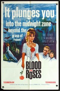 5q093 BLOOD & ROSES 1sh '61 Et mourir de plaisir, Roger Vadim, sexiest vampire Annette Vadim!