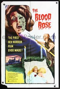 5q098 BLOOD ROSE 1sh '70 La rose ecorchee, first sex-horror film ever made, wild images!