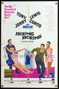 5q108 BOEING BOEING 1sh '65 Tony Curtis & Jerry Lewis in the big comedy of nineteen sexty-sex!