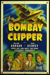 5q109 BOMBAY CLIPPER 1sh '41 Turhan Bey, Maria Montez, cool art of cargo plane flying in storm!