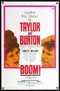 5q115 BOOM 1sh '68 Elizabeth Taylor, Richard Burton, Tennessee Williams!