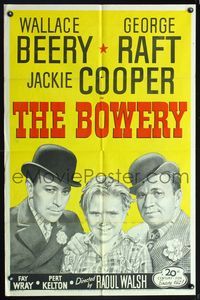 5q132 BOWERY 1sh R46 great art of Wallace Beery, George Raft, Jackie Cooper!
