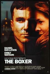 5q136 BOXER DS advance 1sh '97 close-up of Daniel Day-Lewis, Emily Watson!
