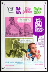 5q139 BOY DID I GET A WRONG NUMBER 1sh '66 wacky Bob Hope & Phyllis Diller, sexy Elke Sommer!