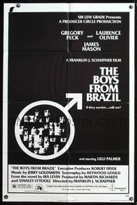 5q144 BOYS FROM BRAZIL 1sh '78 Gregory Peck is a Nazi on the run from Laurence Olivier!