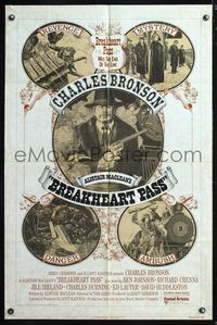 5q145 BREAKHEART PASS 1sh '76 cool art images of Charles Bronson by Des Combes, Alistair Maclean!