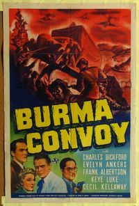 5q152 BURMA CONVOY 1sh '41 Charles Bickford, Evelyn Ankers, WWII, cool battle artwork!