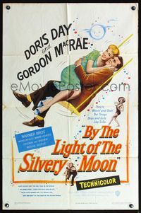 5q157 BY THE LIGHT OF THE SILVERY MOON 1sh '53 great romantic artwork of Doris Day & Gordon McRae!